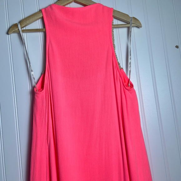 Lilly Pulitzer Sleeveless Rachelle Swing Dress Crochet Metallic in Sun Ray Pink - Picture 8 of 11